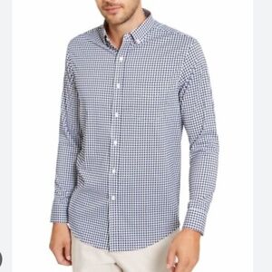 Club Room Navy & White Checkered Dress Shirt 👔 Men’s L